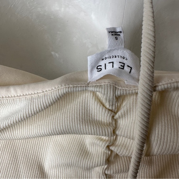 Le Lis New! Halter Ribbed Drawstring Ruched Mini Dress Cream - Picture 6 of 6